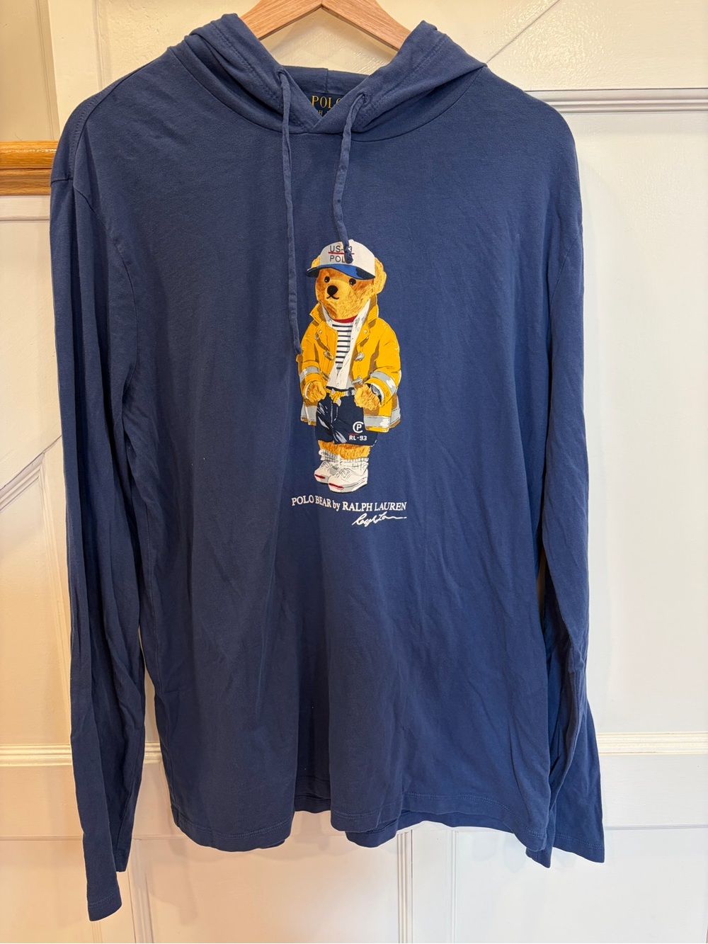 Men’s Polo Ralph Lauren Polo Bear Hoodie Lightweight Blue M US 100% Cotton